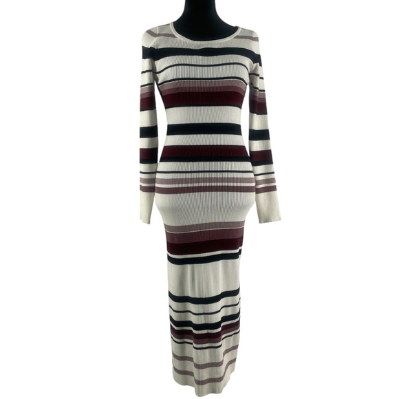 Stripped sweater dress,Multi colored, white, black,Maroon,long sleeve, Large - Picture 11 of 11